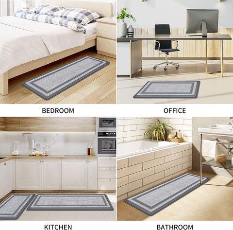 Soft yet firm surface cushions feet on hard kitchen floors