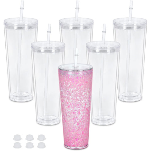 Maucircol 24oz snowglobe tumbler with glitter-ready dome for DIY crafts