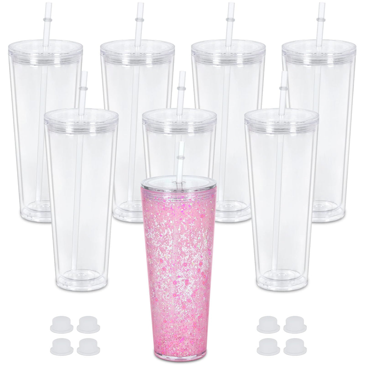 Maucircol 24oz snowglobe tumbler with double-wall acrylic for cold drinks