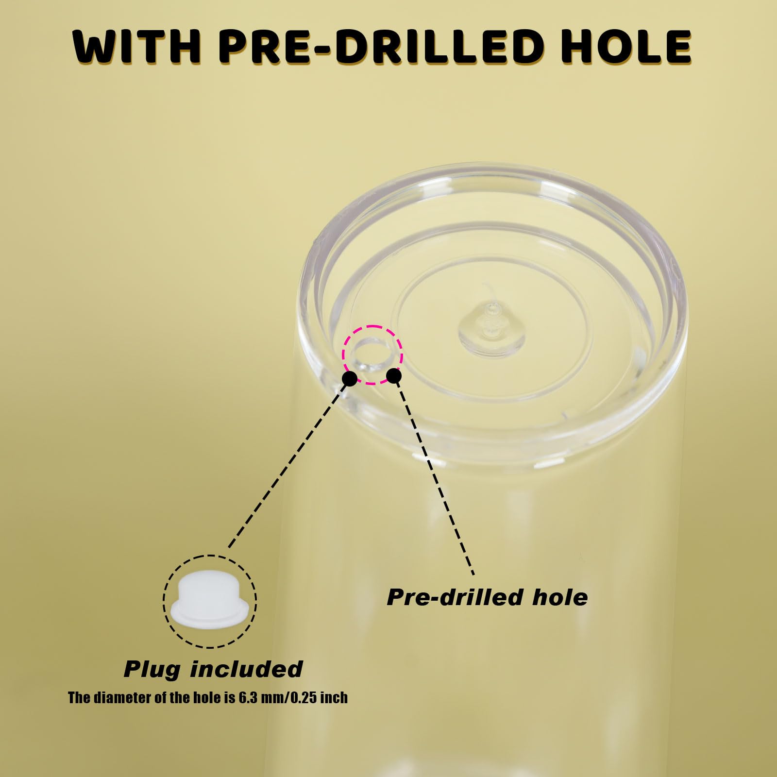 Maucircol pre-drilled hole for glitter inserts enables easy DIY snow globe cups