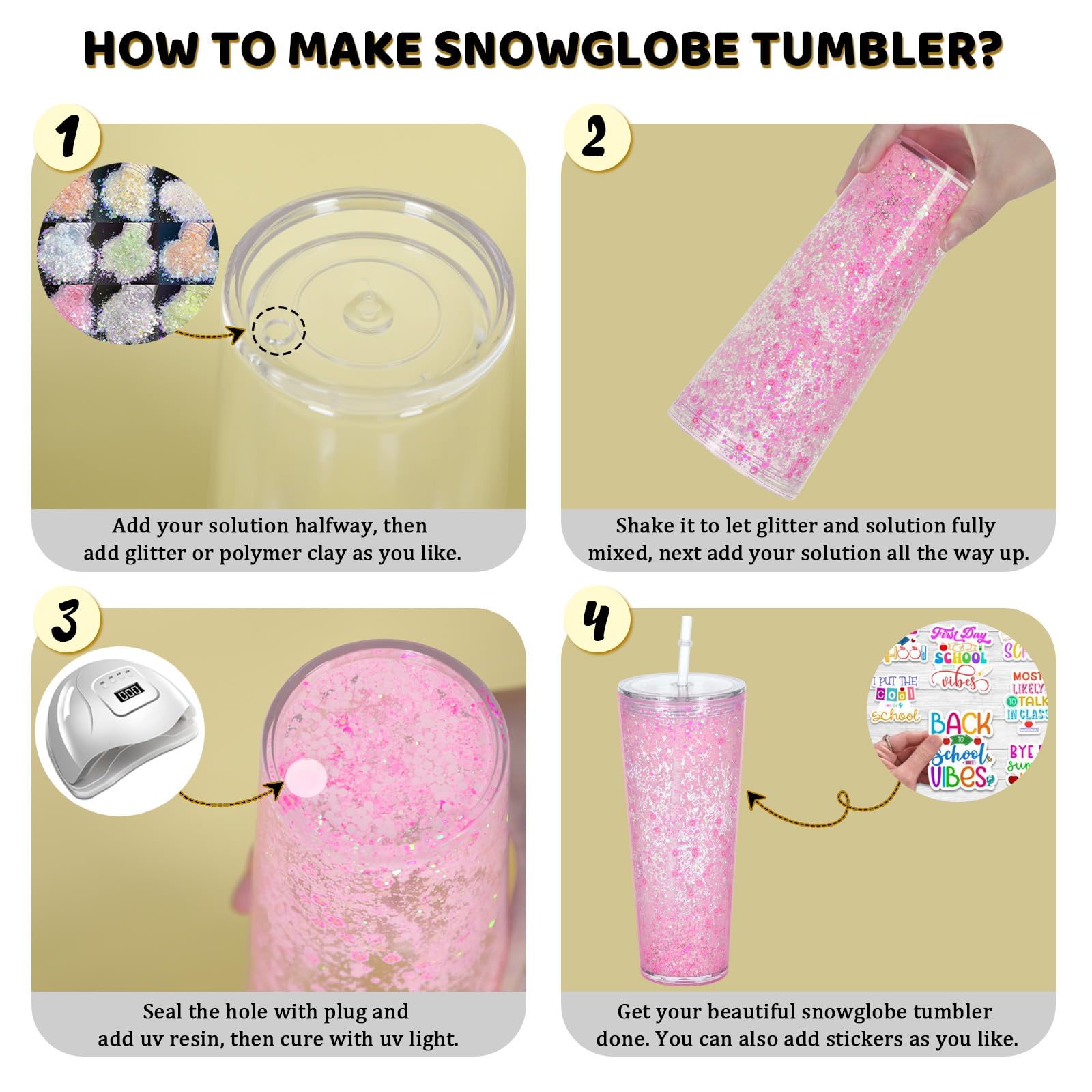Maucircol pre-drilled hole snowglobe for easy glitter insertion and customization