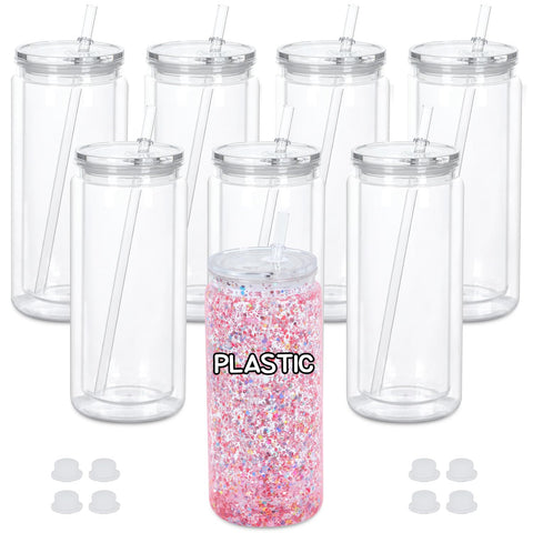 Maucircol 20oz snowglobe tumbler with a clear body for glitter decorations.