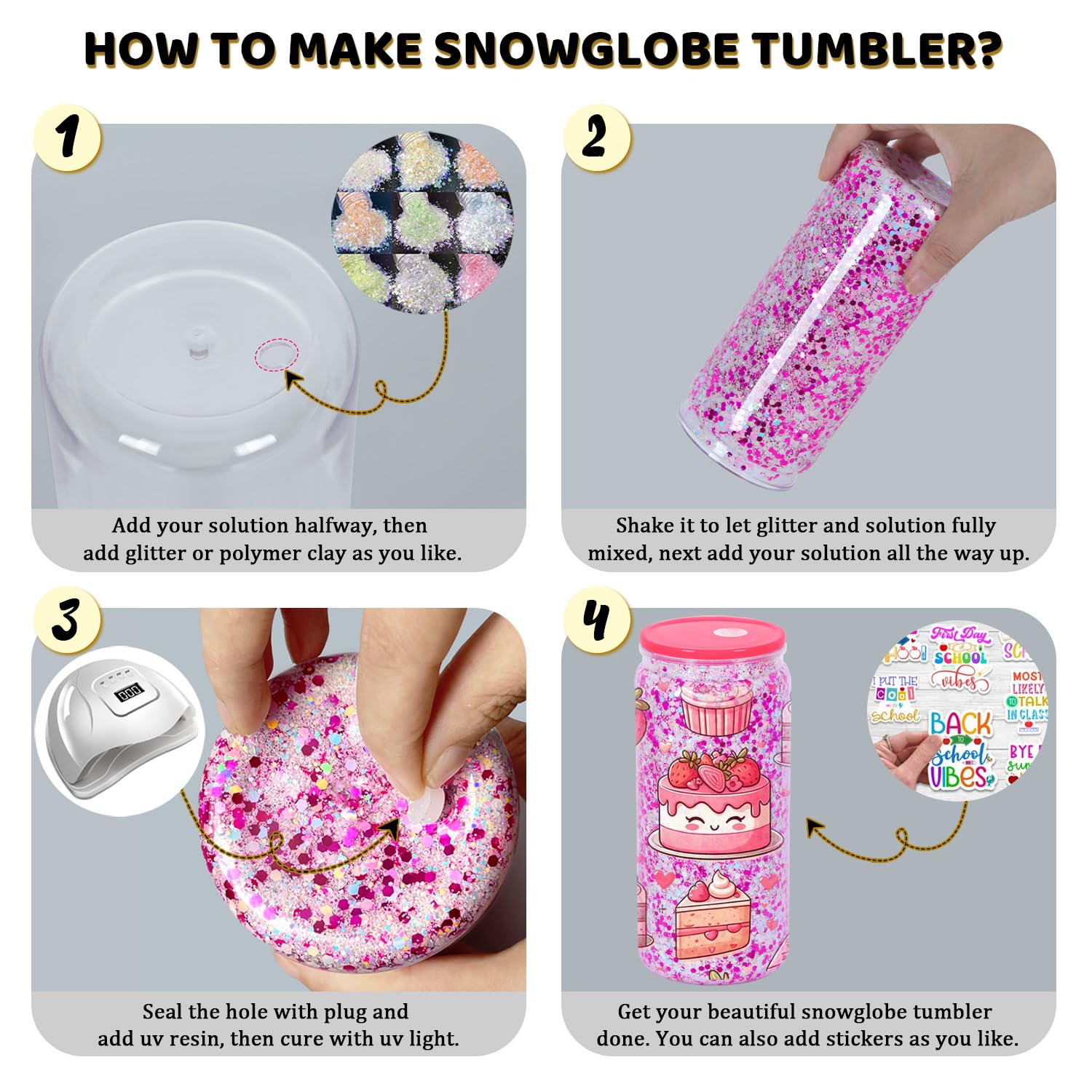Maucircol snowglobe tumbler with clear lid for secure use.