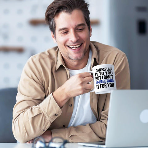 Maustic Engineer Gifts mug side view with double‑sided message for conversations anywhere