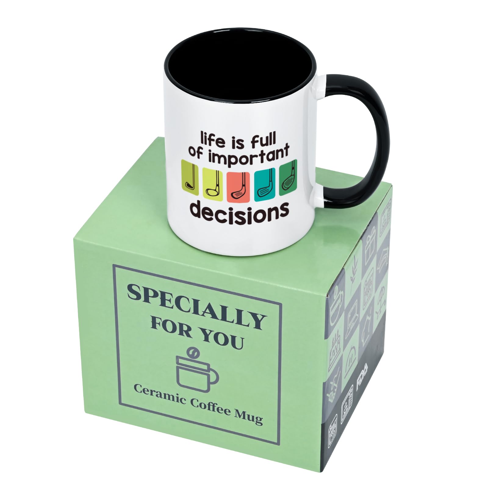 Maustic golf mug daily use, durable ceramic for long-lasting enjoyment.