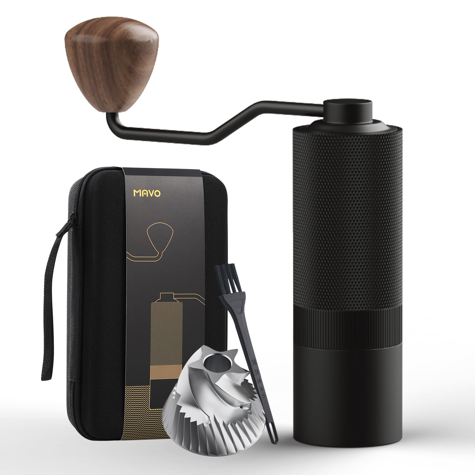 MAVO manual grinder wizard black with pentagon burr for precise pour-over grind