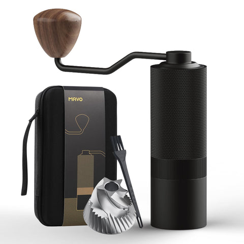 MAVO manual grinder wizard black with pentagon burr for precise pour-over grind