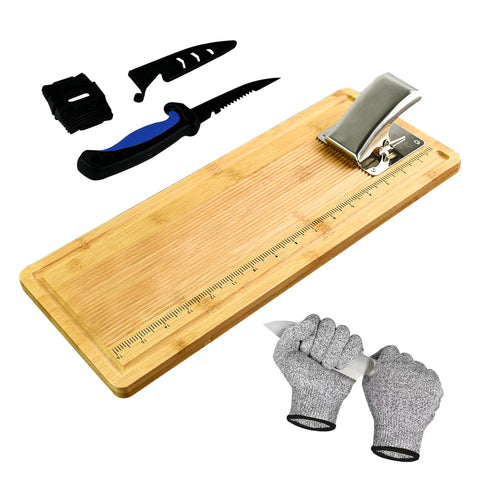 MAVOTER 18-Inch bamboo fish cleaning board ready for filleting and quick cleanup.