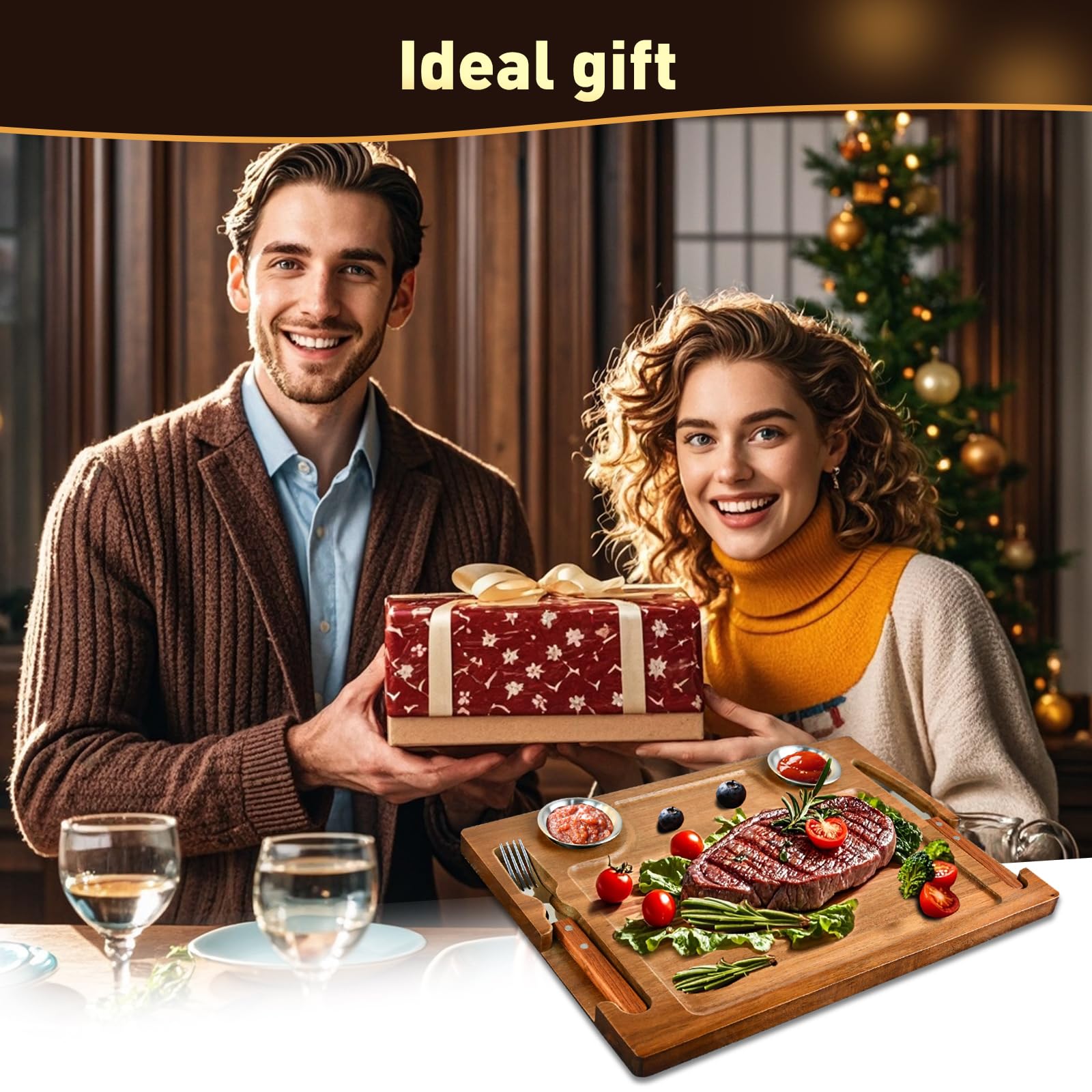 MAVOTER Acacia steak board 15.7 inches for generous servings