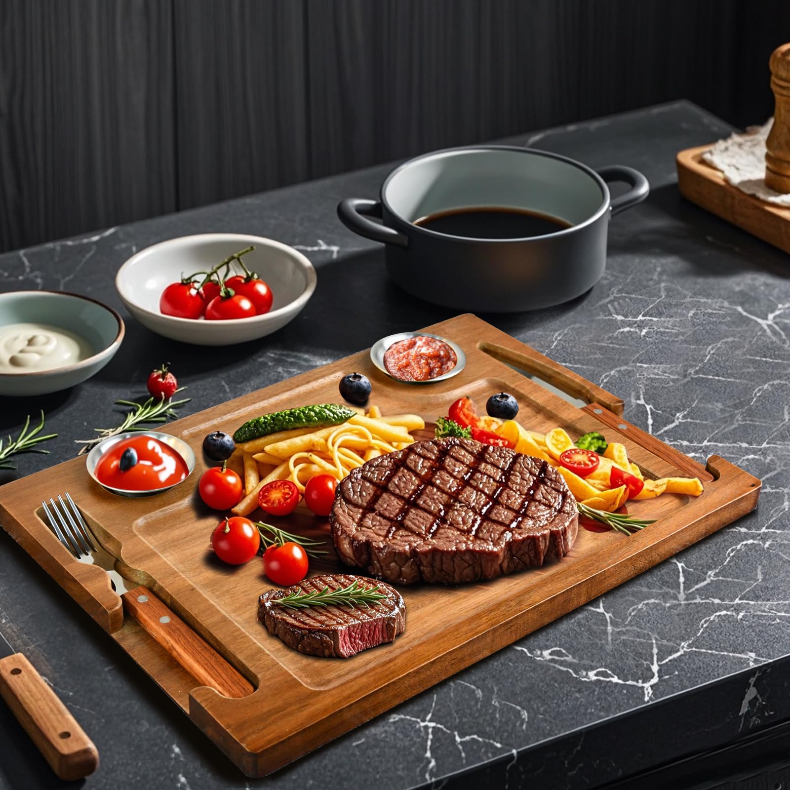MAVOTER Acacia steak board rich wood grain and finish
