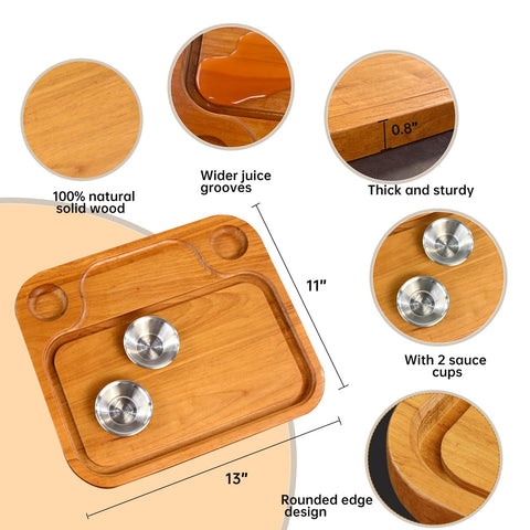 MAVOTER steak boards with two sauce cups for dipping