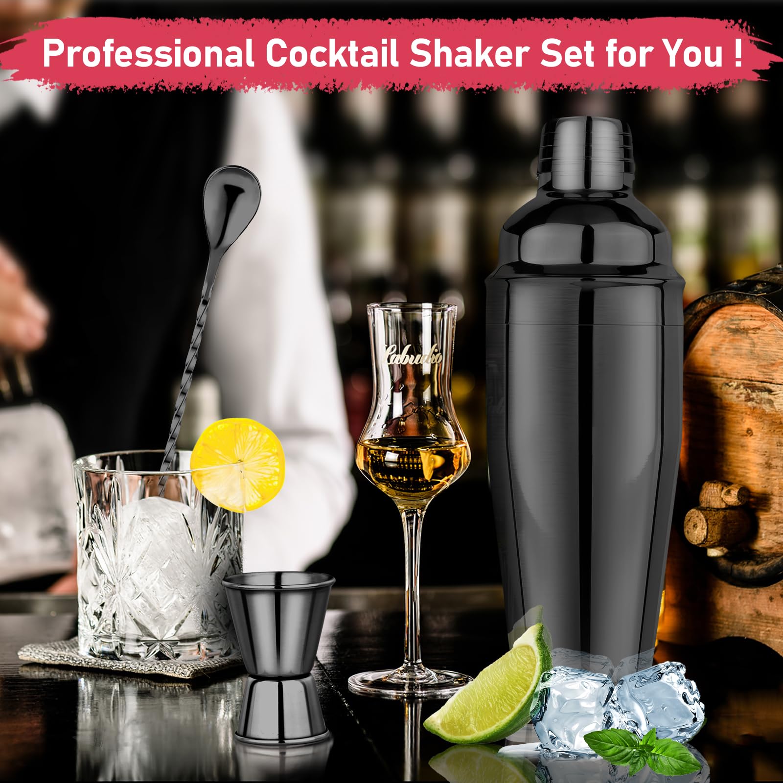 Mawisek 3-in-1 bar tools compact kit for efficient bartending at home.