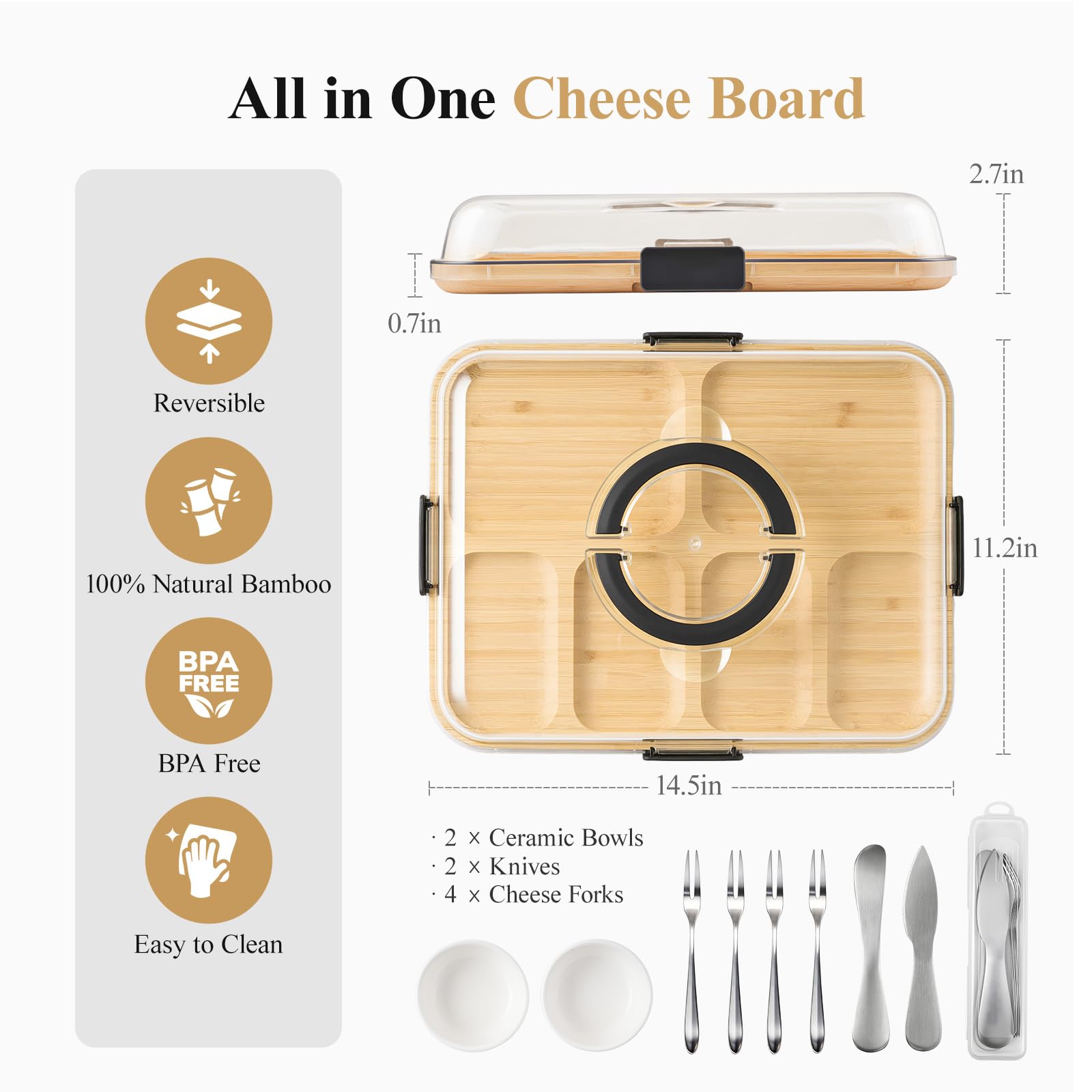 Maxboro charcuterie board with ceramic bowls for organized serving.