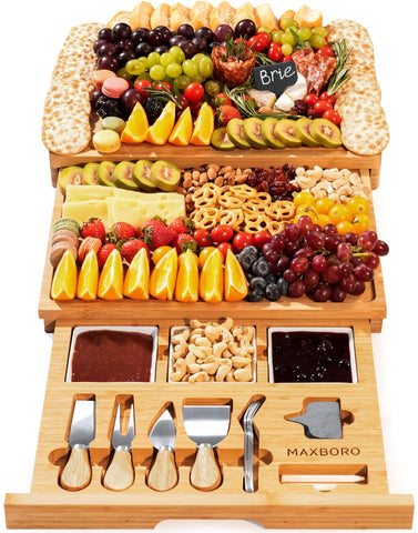 Maxboro extra large charcuterie board assembly for entertaining crowds