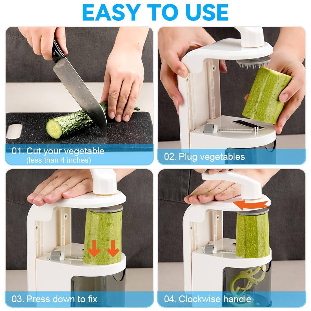 Maxceysen spiralizer 2-cup container catches spirals to reduce mess