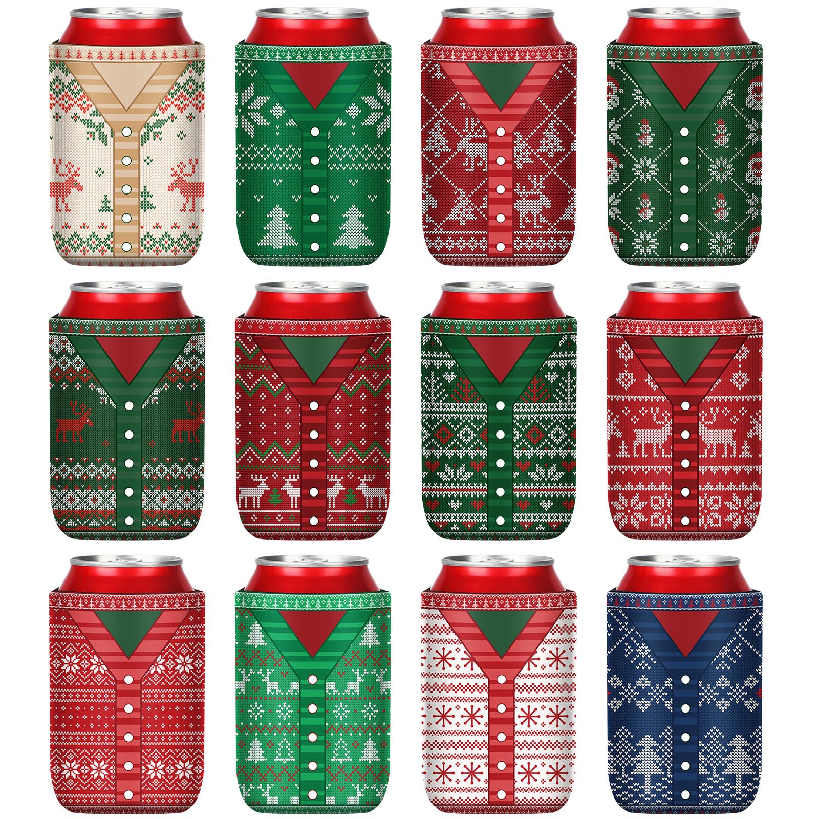 Maxcheck Christmas sweater pattern can sleeve for festive drinks and grip