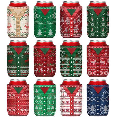 Maxcheck Christmas sweater pattern can sleeve for festive drinks and grip