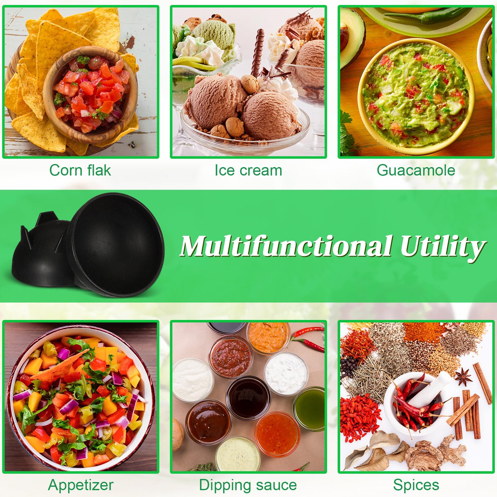 Maxcheck salsa bowls in use for dips and chips at gatherings.