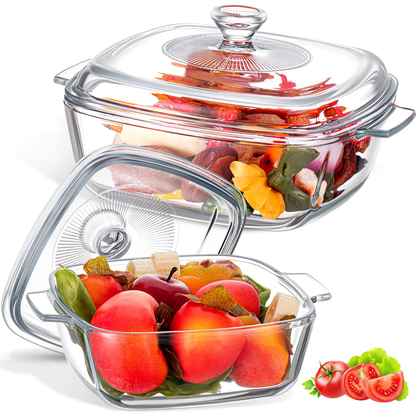 Maxcheck square casserole 0.8L with a sturdy handle for easy oven-to-table transport.