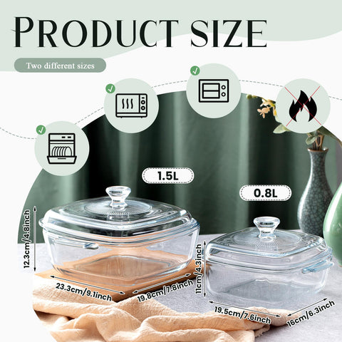 Maxcheck square casserole 1.5L lid for secure storage and moisture retention.