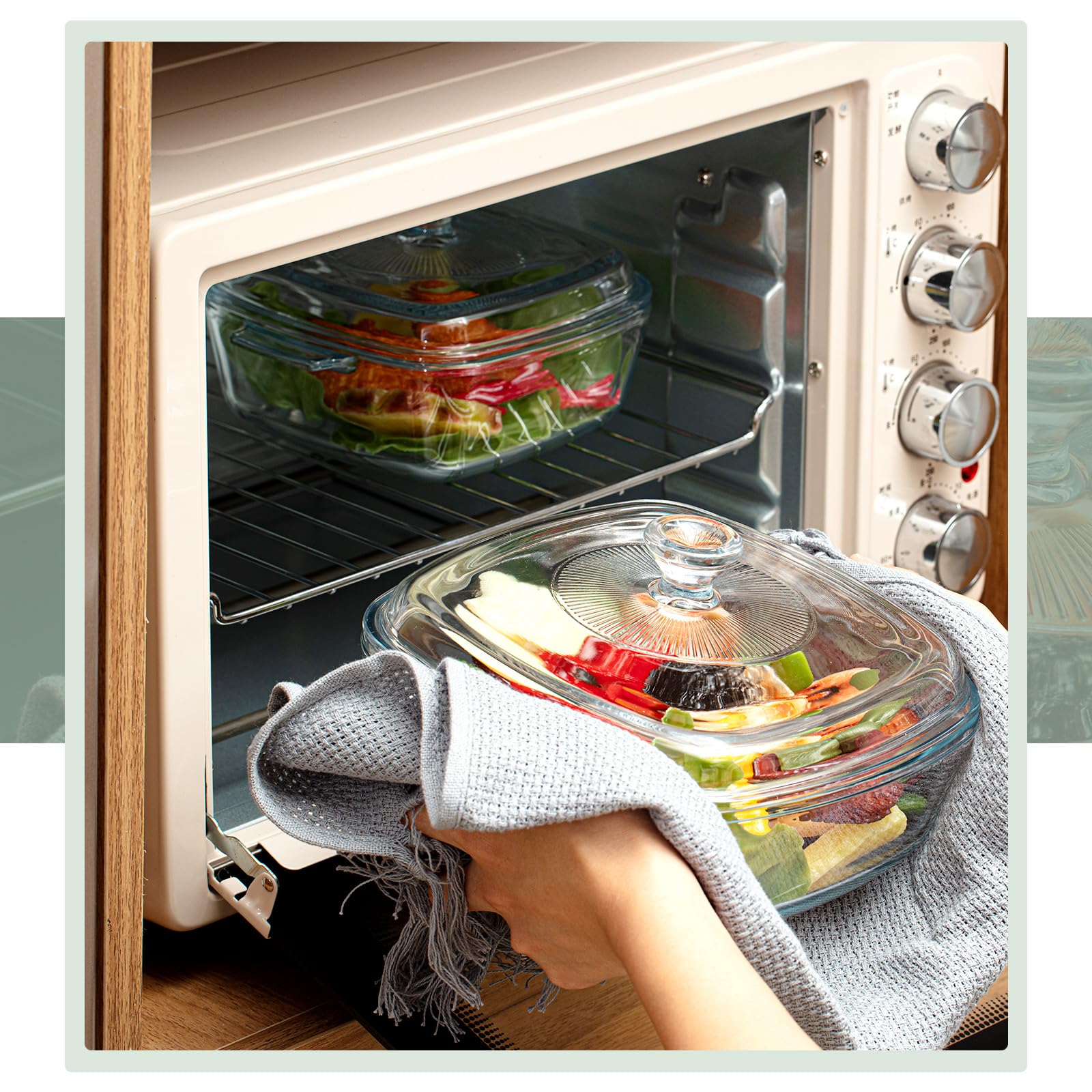 Maxcheck tempered-glass casserole shows clear heat distribution and easy cleaning.