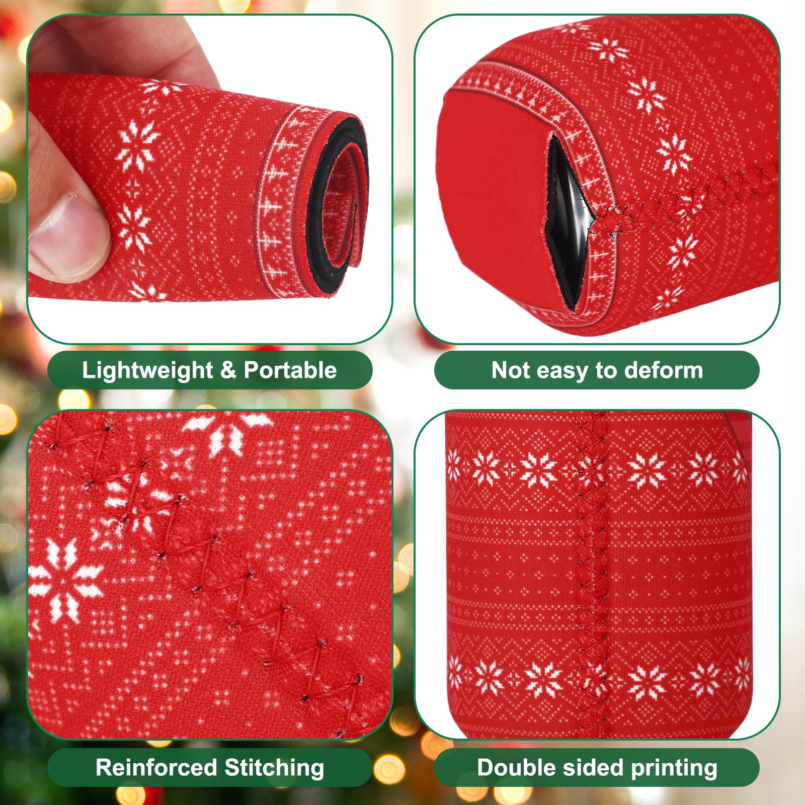 Maxcheck twelve designs festive pattern sleeve fits standard cans securely