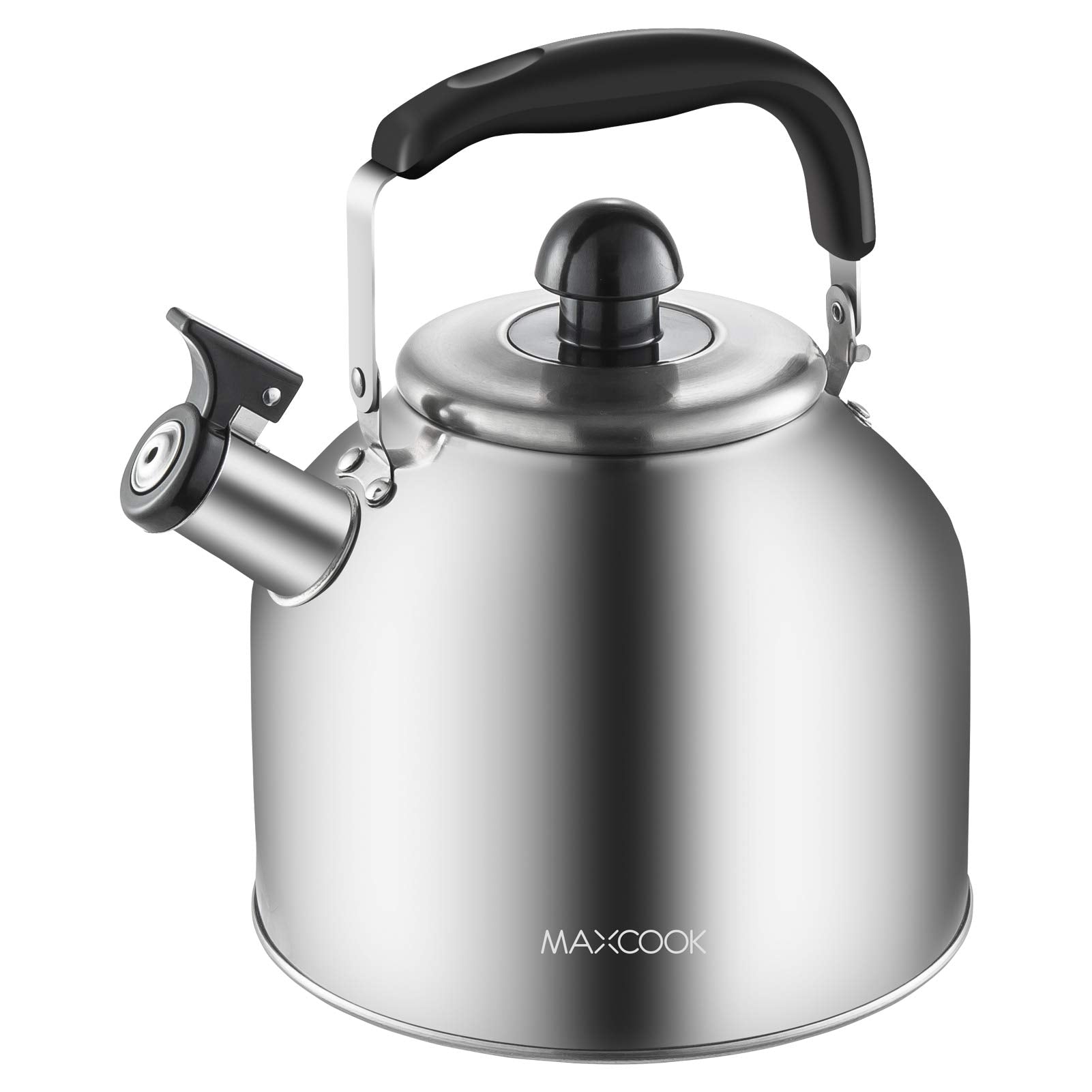 MAXCOOK 4.2 qt kettle with brushed satin finish for fast, stylish boiling.