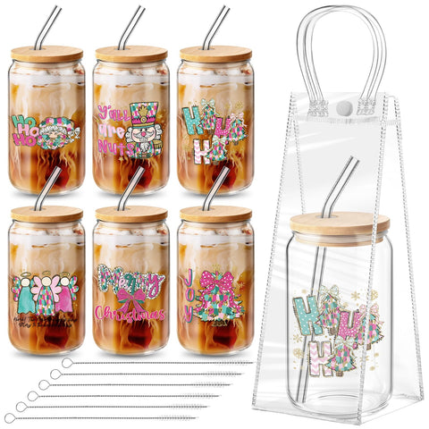 Maxdot pink Christmas glass cup with Nutcracker design, ideal for festive beverages