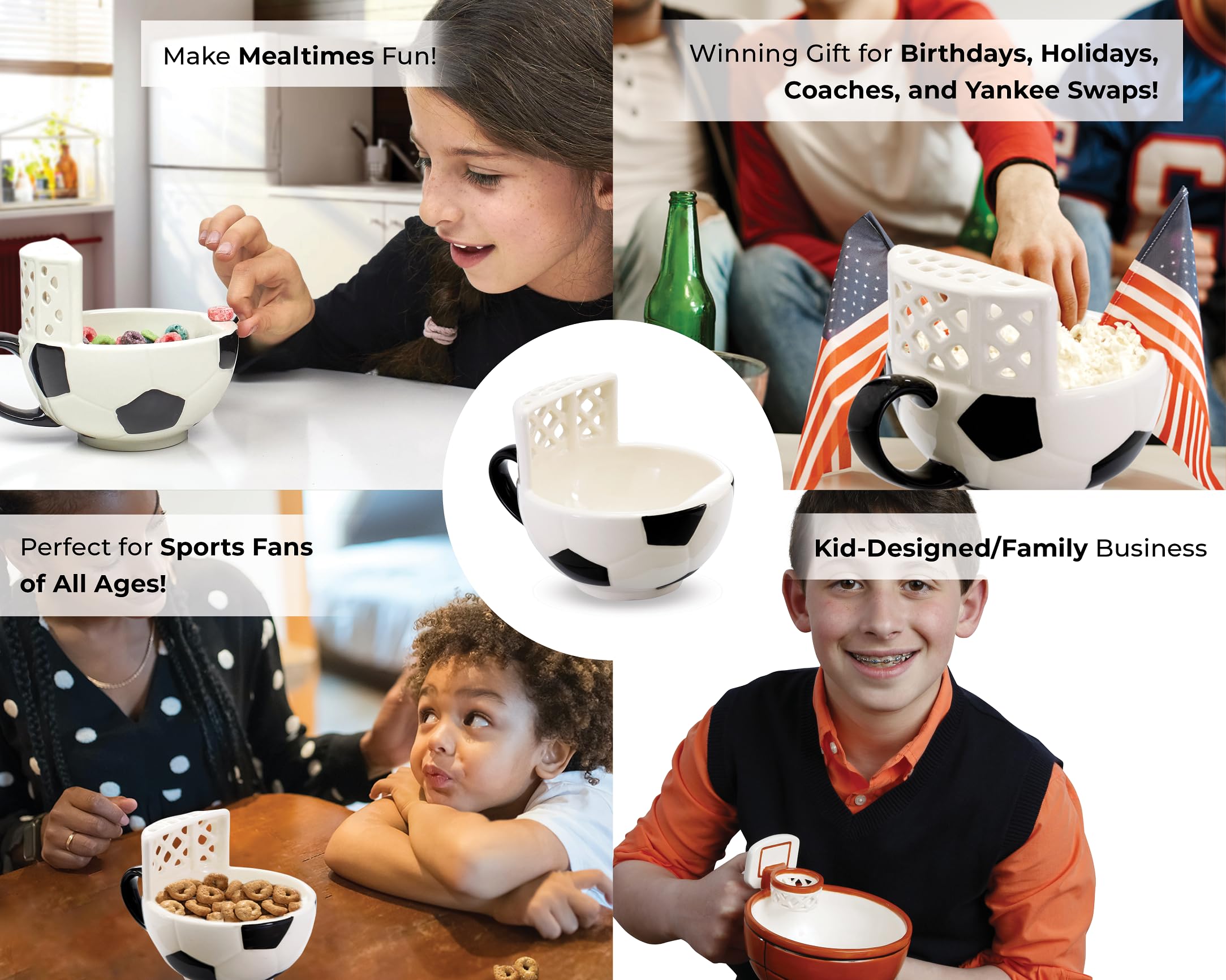 MAX’IS Creations Soccer Mug as a cereal bowl: bright, durable breakfast helper for kids.