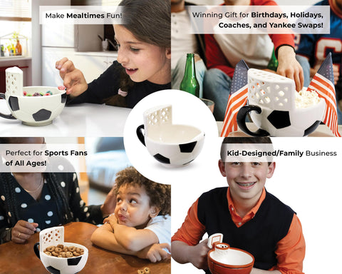MAX’IS Creations Soccer Mug as a cereal bowl: bright, durable breakfast helper for kids.