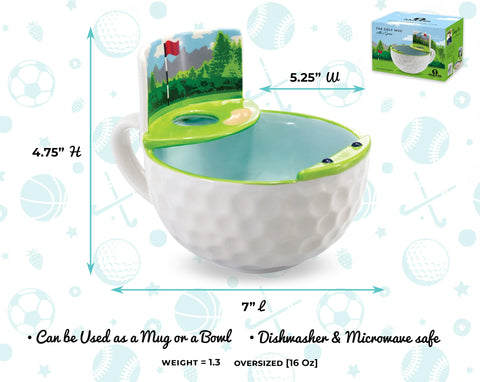 MAX'IS Golf Mug snack-toss game inspires family fun during breakfast or after-school.