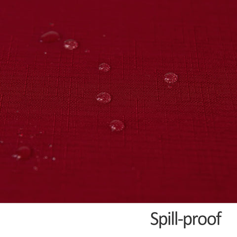 Maxmill red tablecloth with folded border and neat stitching for a polished edge