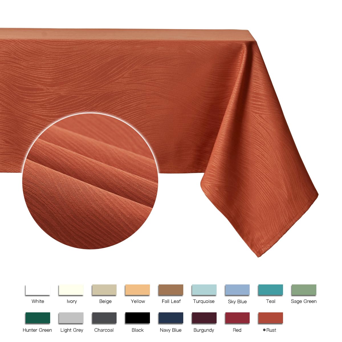 Rust color hides minor spills while creating warm, seasonal ambiance.
