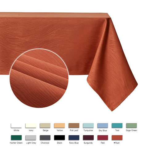 Rust color hides minor spills while creating warm, seasonal ambiance.