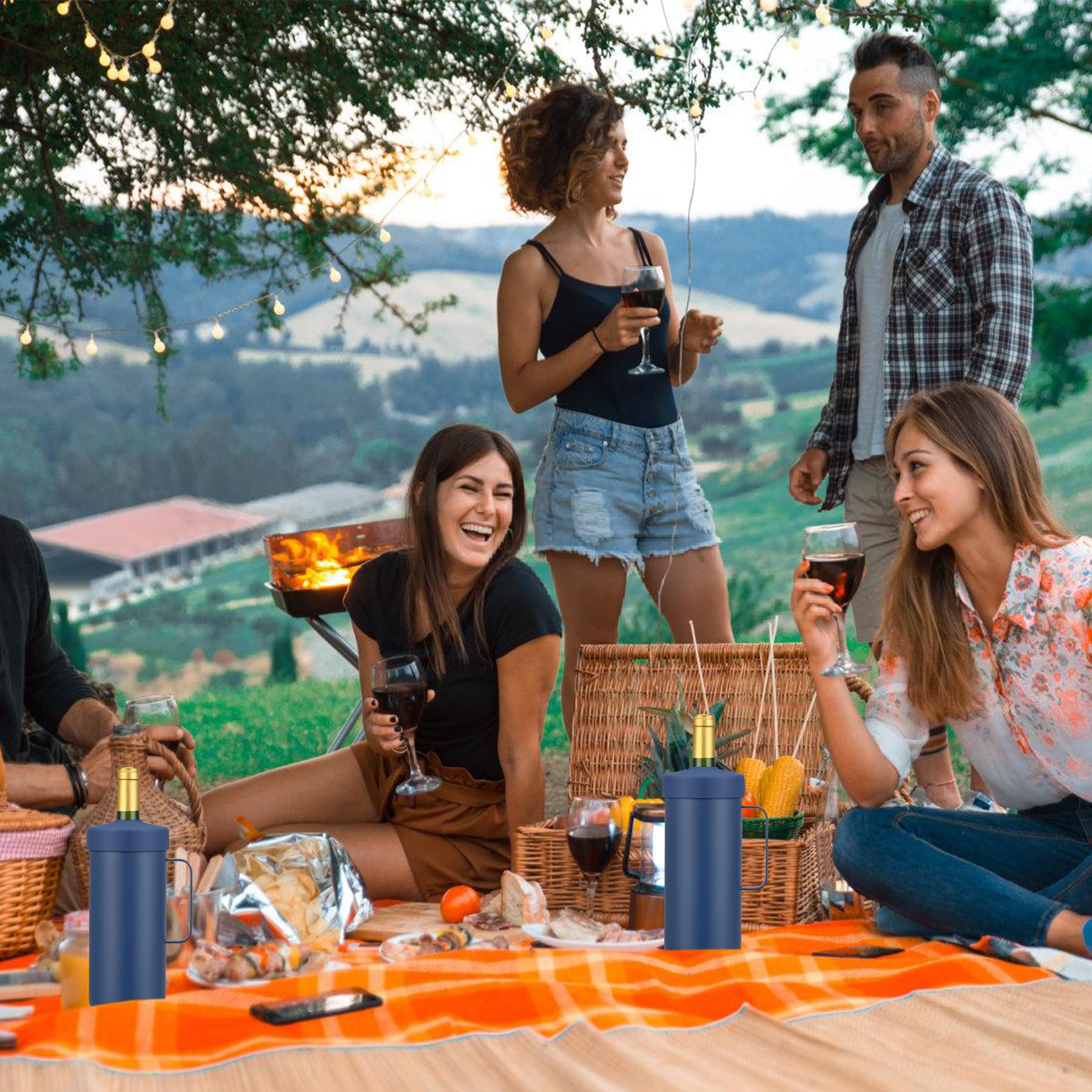 MAXSO blue sleek wine chiller shown in a vivid blue finish
