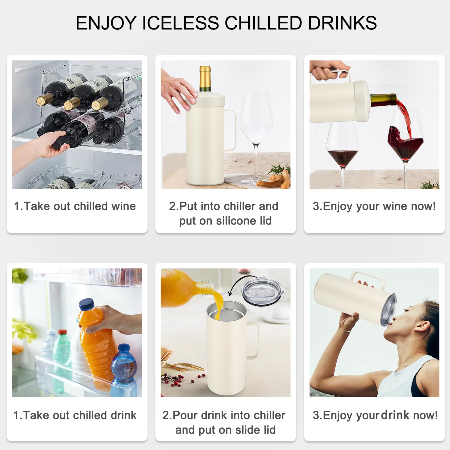 MAXSO easy-handle portable-chiller allows carrying a full bottle with comfort