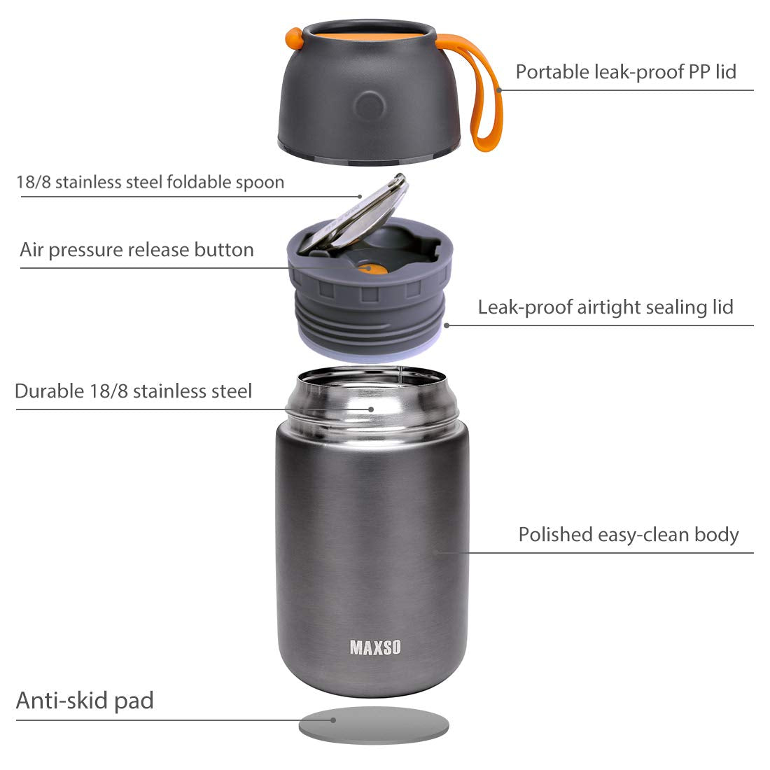 MAXSO leak-proof lid design keeps lunch bags clean and mess-free.
