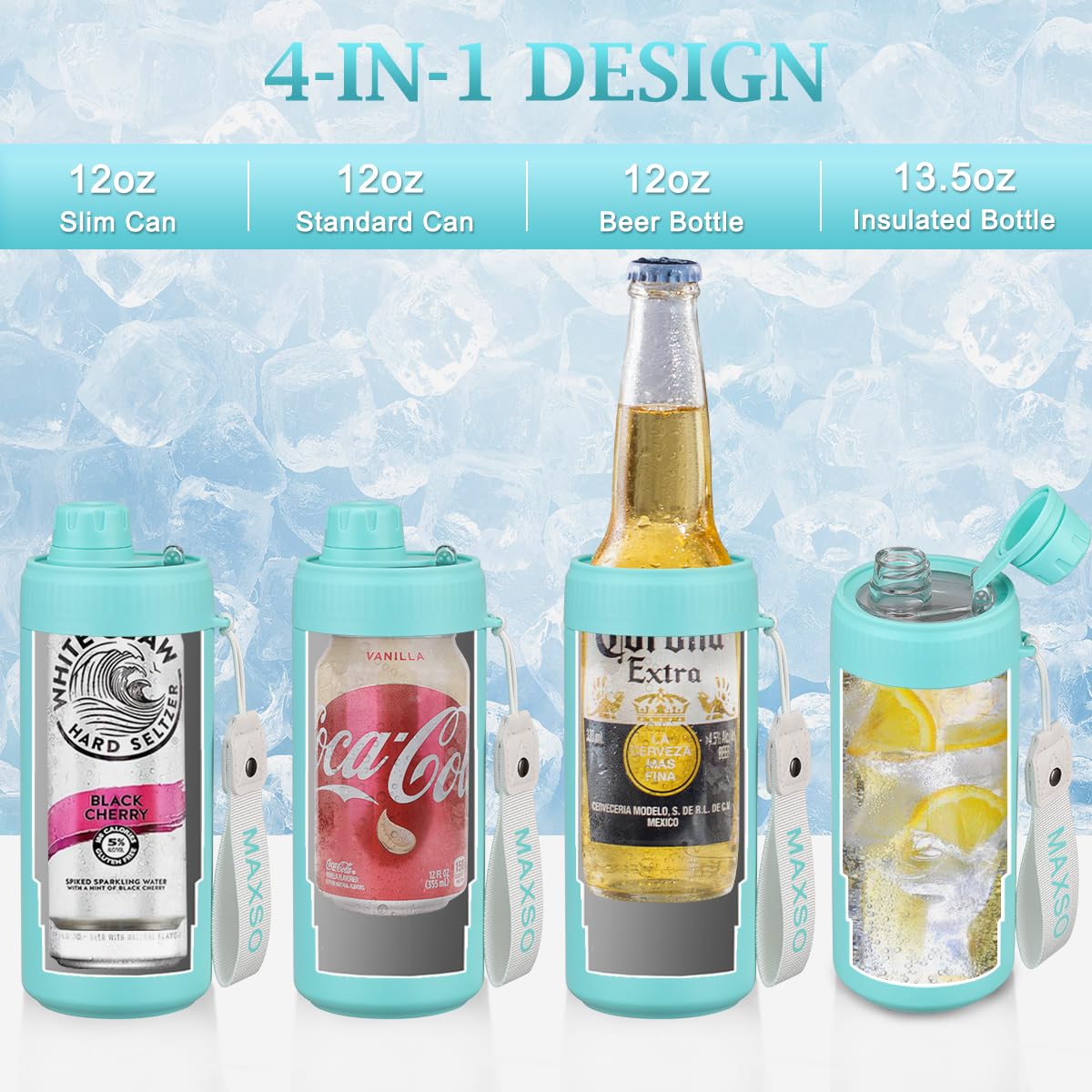 MAXSO Sealed Can Cooler fits 12oz cans and bottles for versatile use