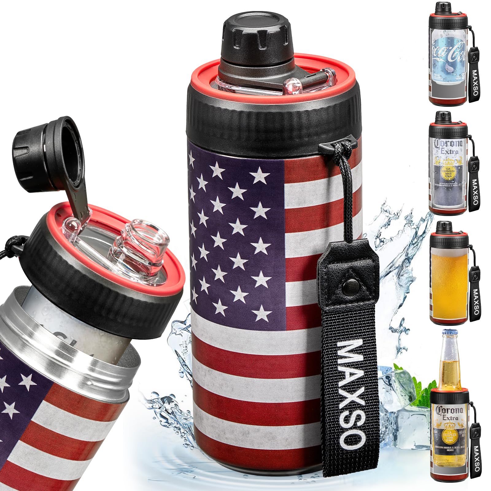 MAXSO Sealed Can Cooler Fizz Lid, top view, keeps fizz fresh for hours.