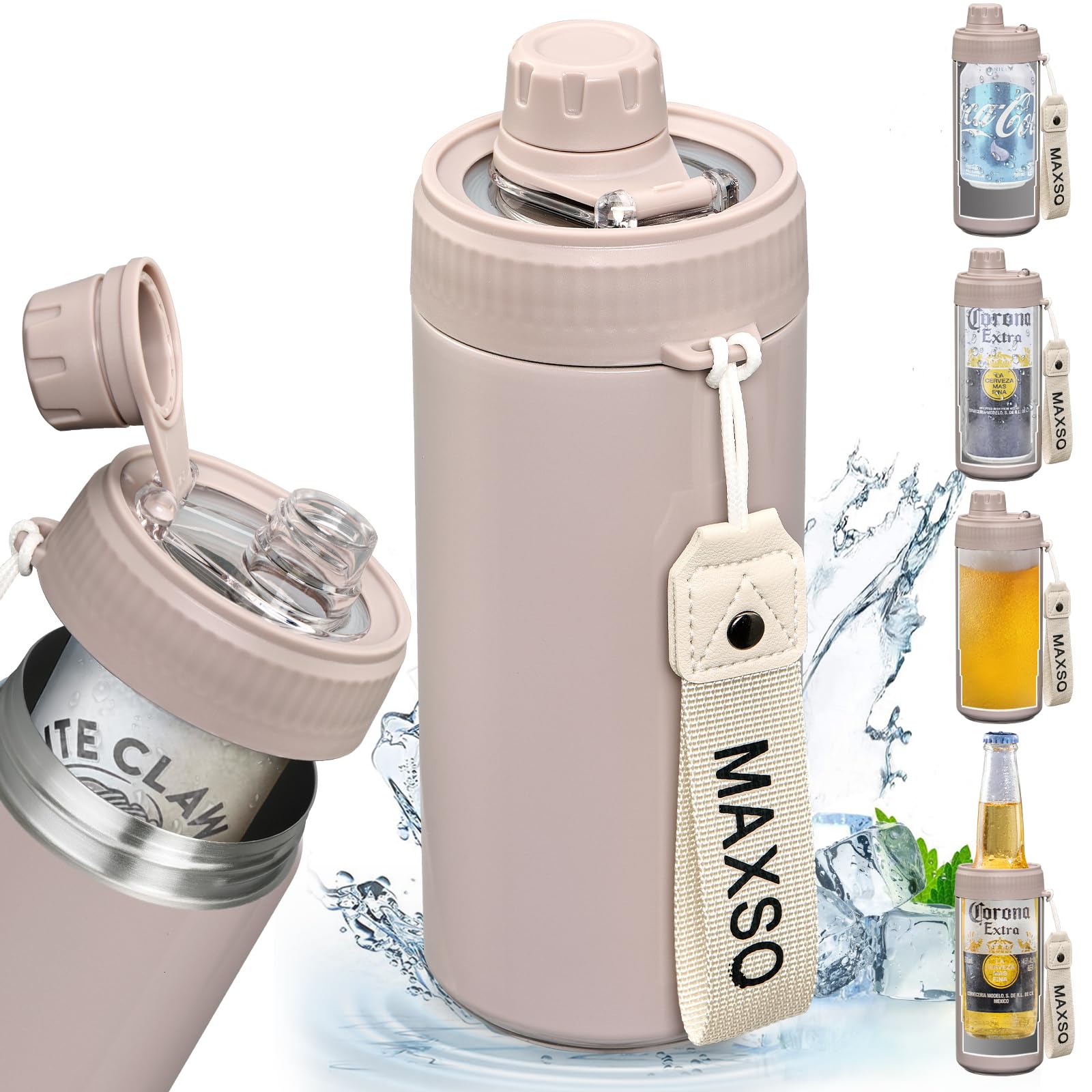 MAXSO Sealed Can Cooler with Fizz Lid preserves fizz in 12 oz cans