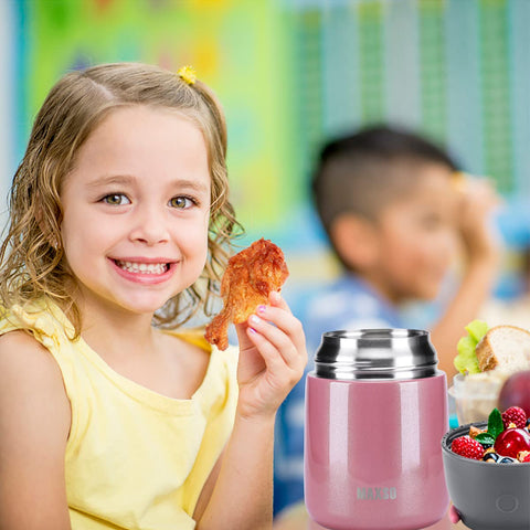MAXSO pink 17 oz lunch jar suited for school or office.