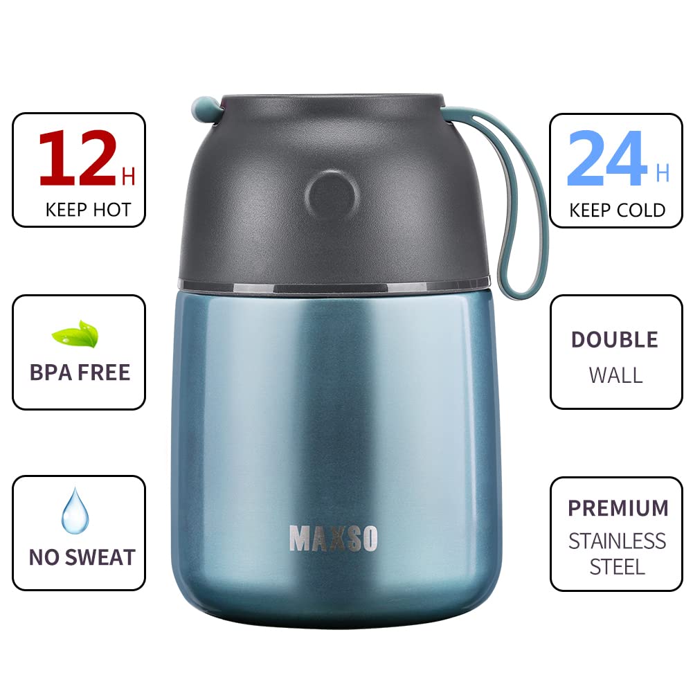 MAXSO Soup Thermo folding spoon inside for easy meals anywhere