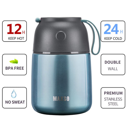 MAXSO Soup Thermo folding spoon inside for easy meals anywhere