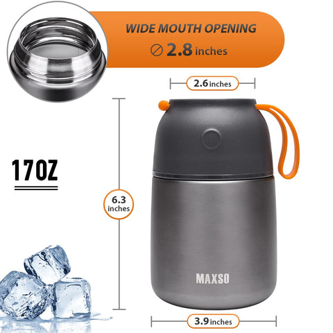 MAXSO Soup Thermo leak-proof cap prevents spills during commute.