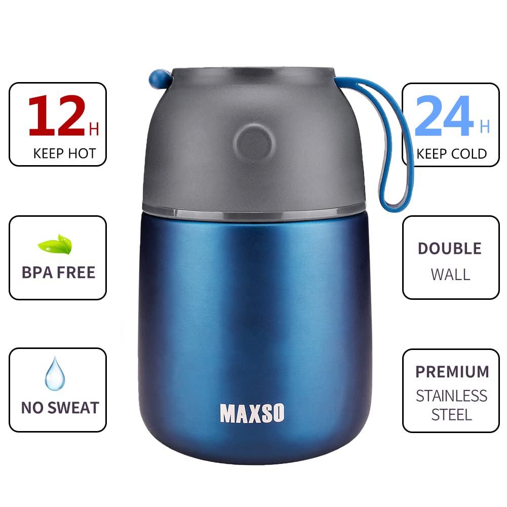MAXSO vacuum insulation keeps hot meals warm longer and cold drinks cool.