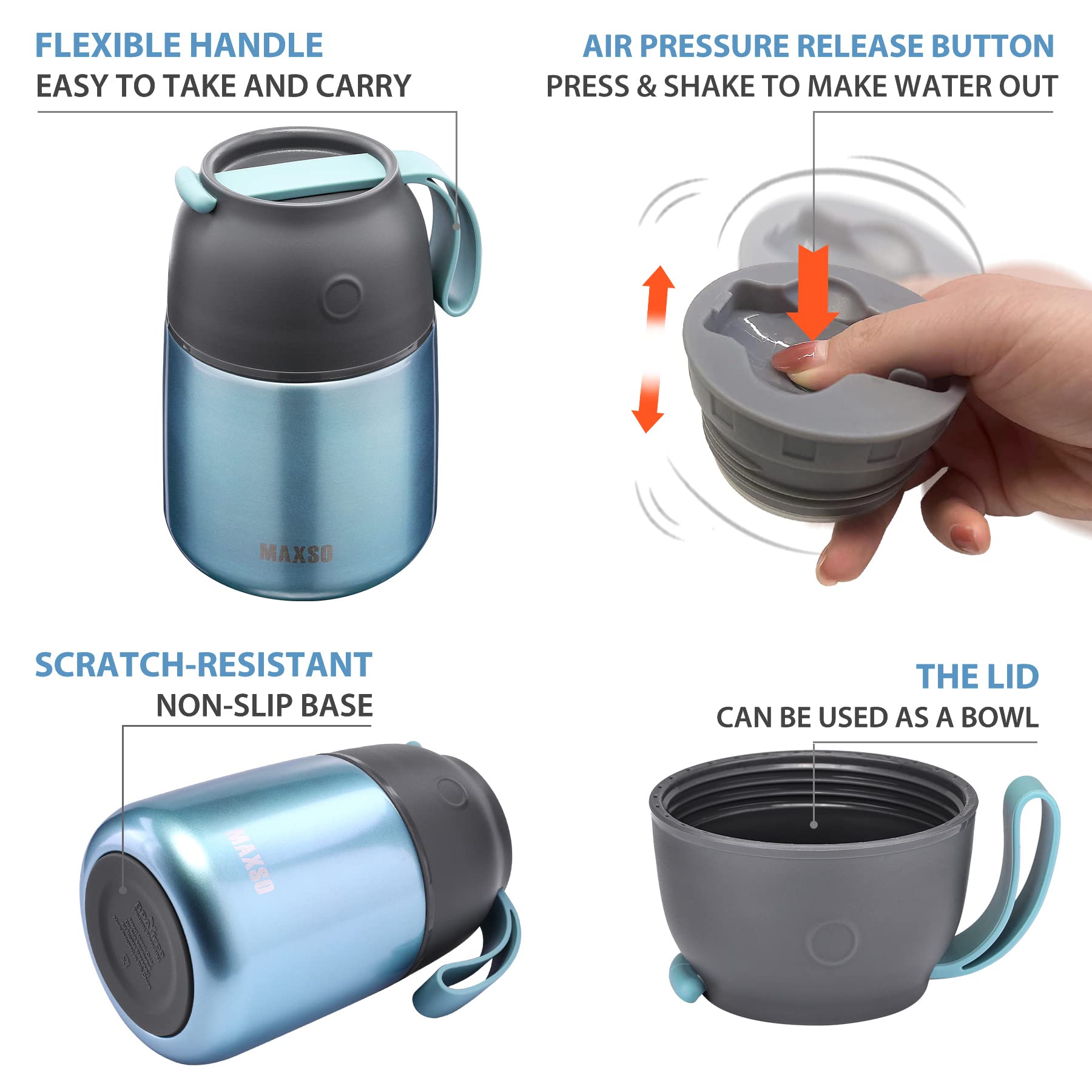 MAXSO Soup Thermo wide-mouth opening for easy filling and cleaning