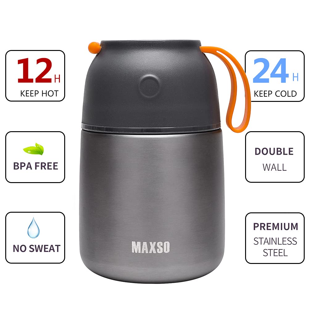 MAXSO Soup Thermo wide-mouth opening makes filling and cleaning easier.