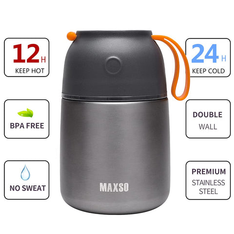 MAXSO Soup Thermo wide-mouth opening makes filling and cleaning easier.