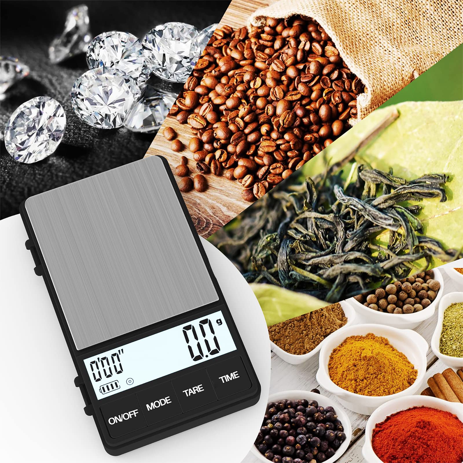 MAXUS Espresso Scale backlit display for easy readings in dim light