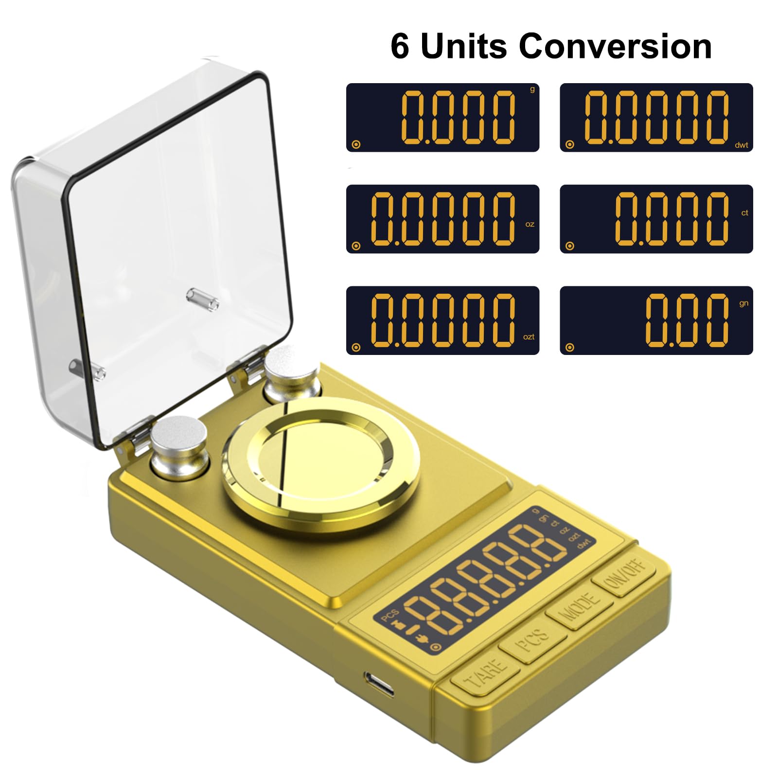 MAXUS Gold Milligram Scale digital display clearly showing measurements